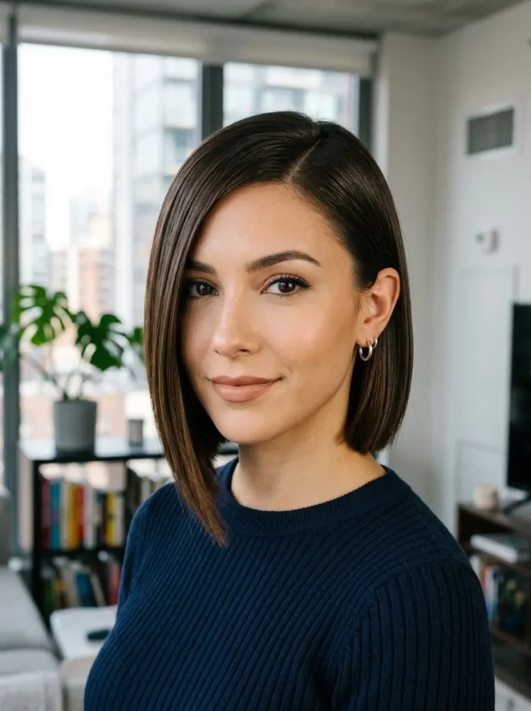 Sleek Chin-Length Asymmetrical Cut