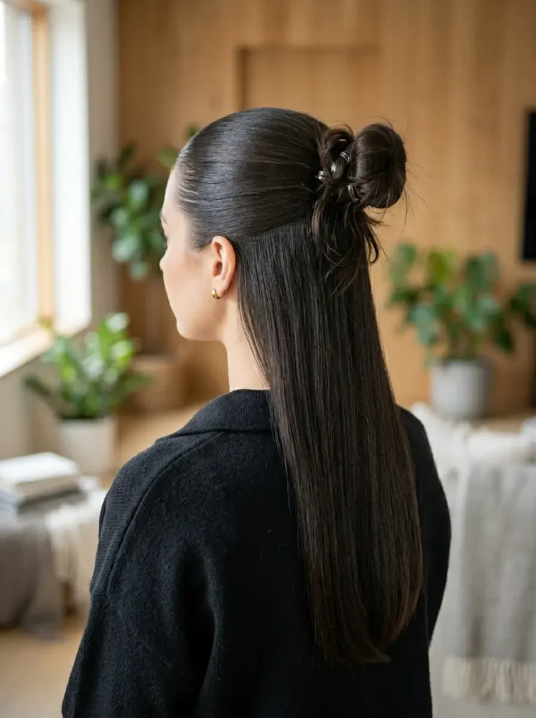 Sleek Half Up Half Down Bun