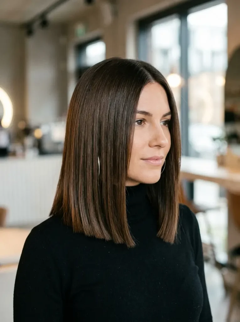 Sleek Long Bob with Straight Ends