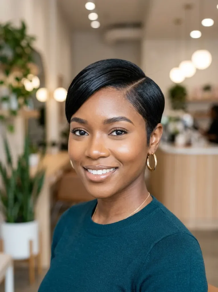 Sleek Side Part Pixie