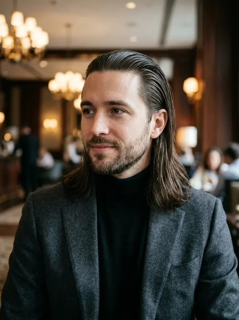 Slicked-Back Long Hair