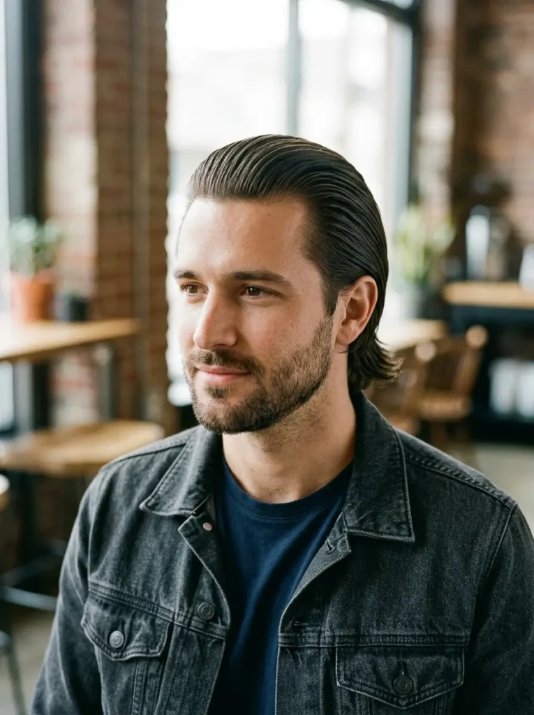 Slicked-Back Medium Hair