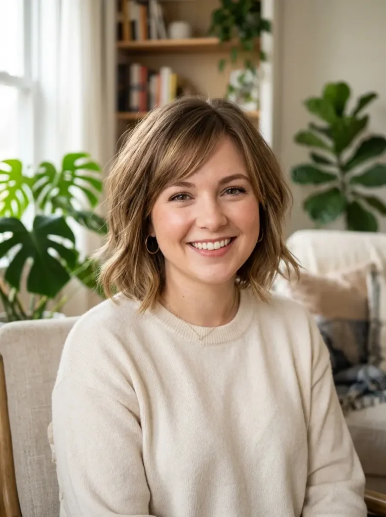 Soft A Line Bob for Round Face