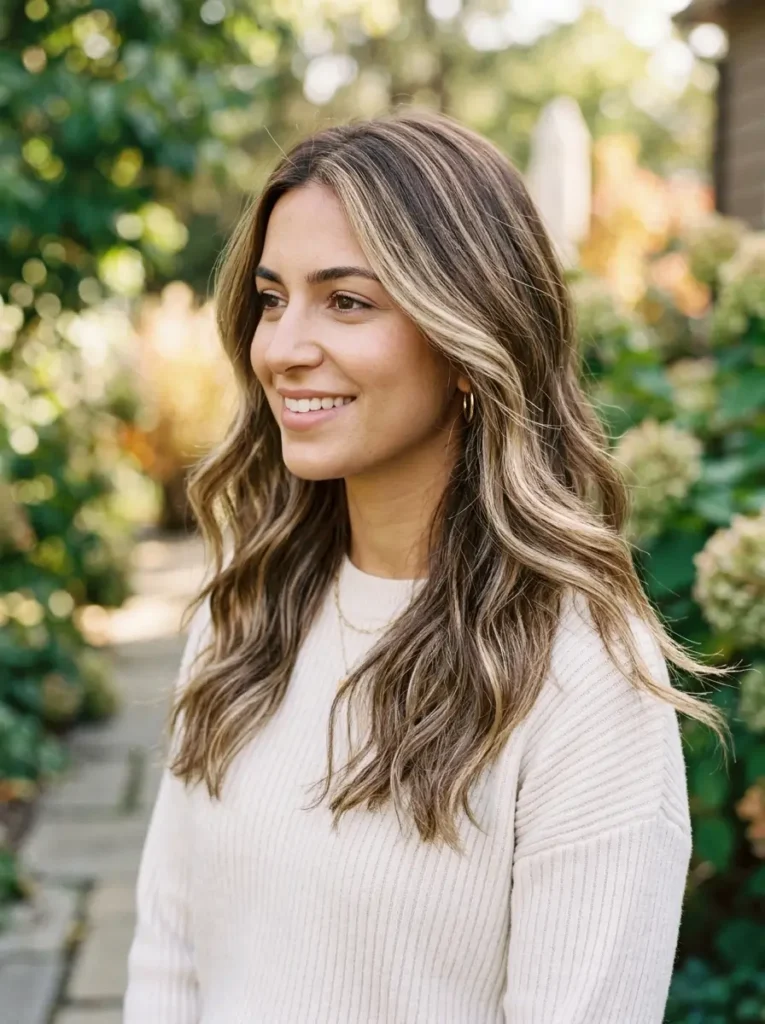 Soft Beige Blonde Highlights on Brown Hair