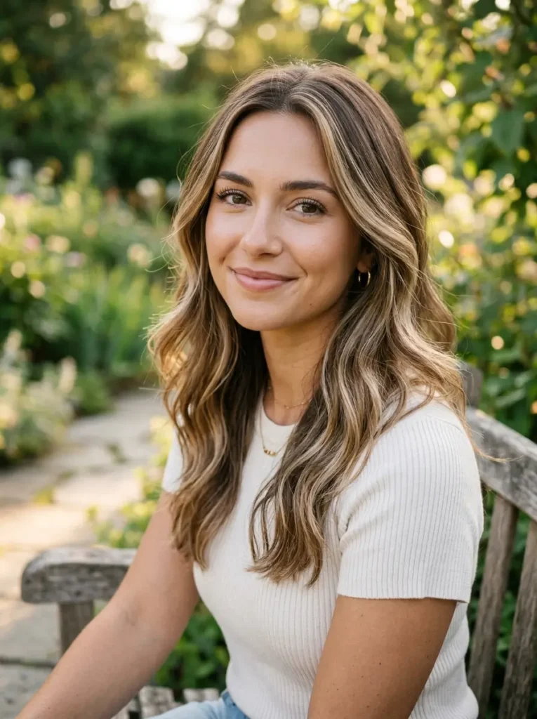 Soft Brunette Hair with Blonde Highlights