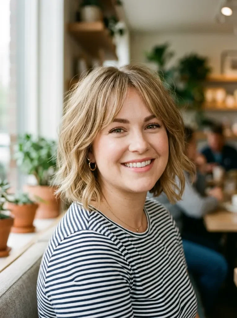 Soft Layered Bob for Round Face