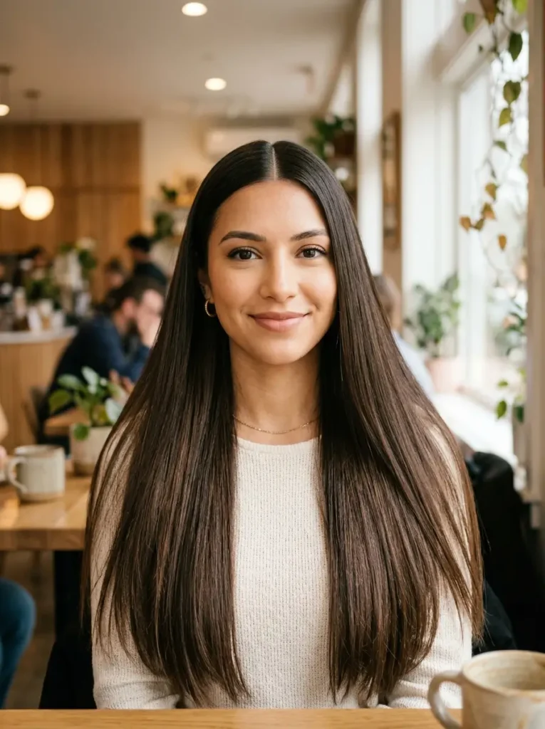 Straight Hair with Middle Part