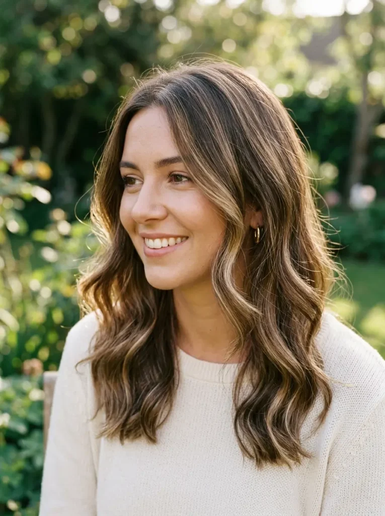 Subtle Blonde Highlights on Brown Hair