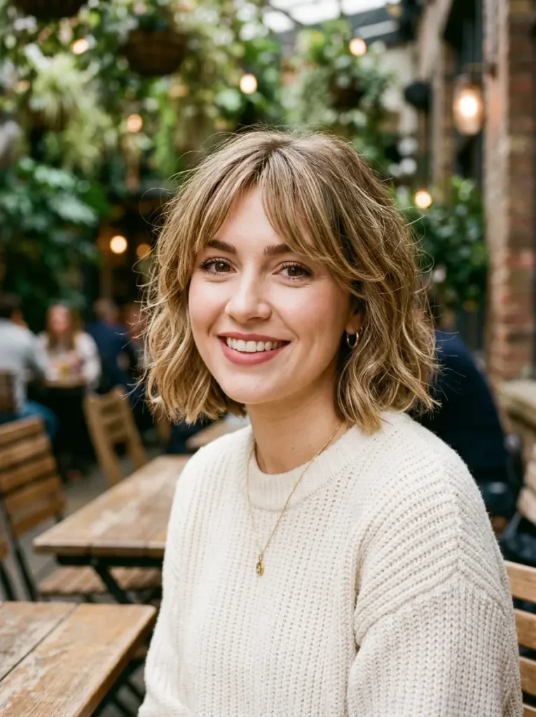 Textured Bob With Curtain Bangs