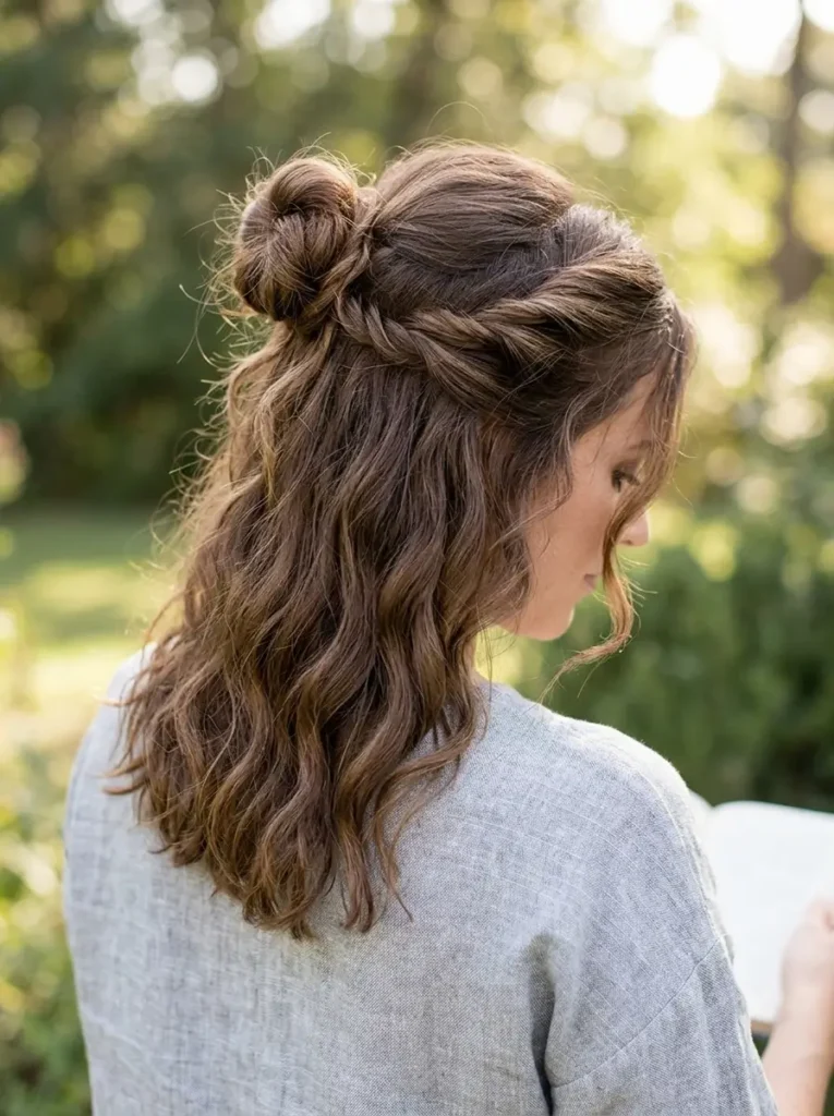 Twisted Half Up Half Down Bun
