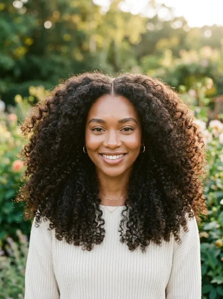 Voluminous Curls with a Center Part