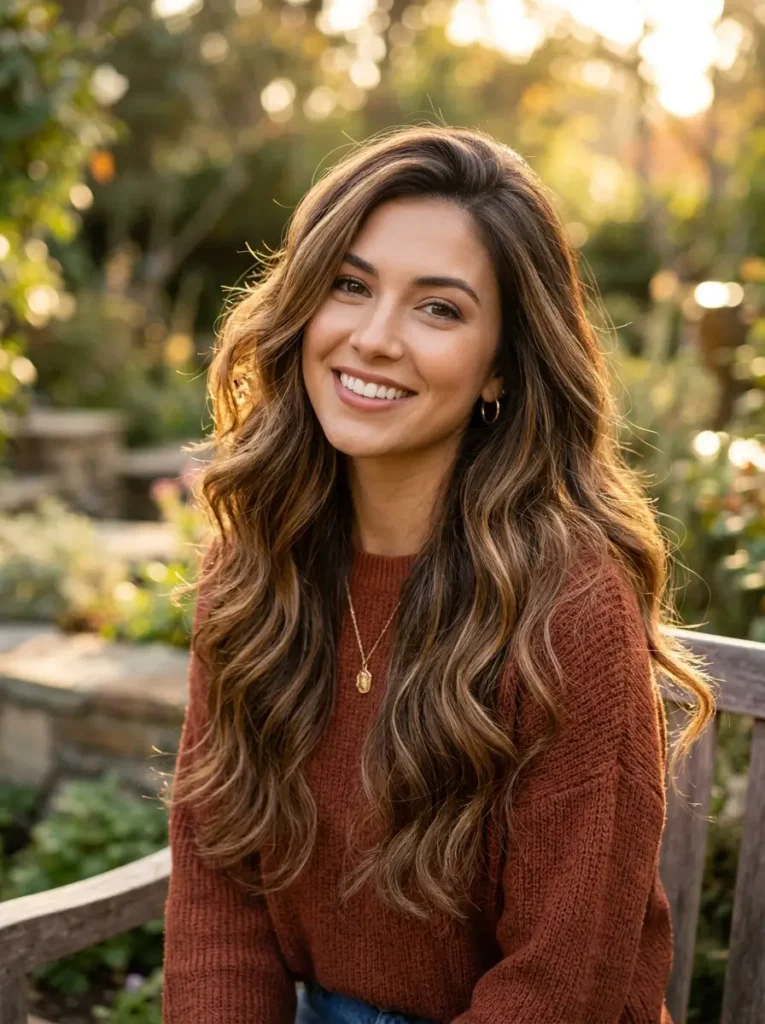 Warm Balayage Highlights for Brunettes