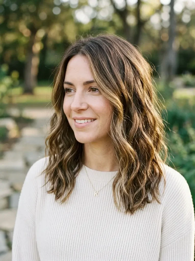 Wavy Medium Hair with Highlights