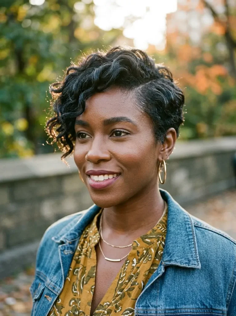 Wavy Pixie With Side Part