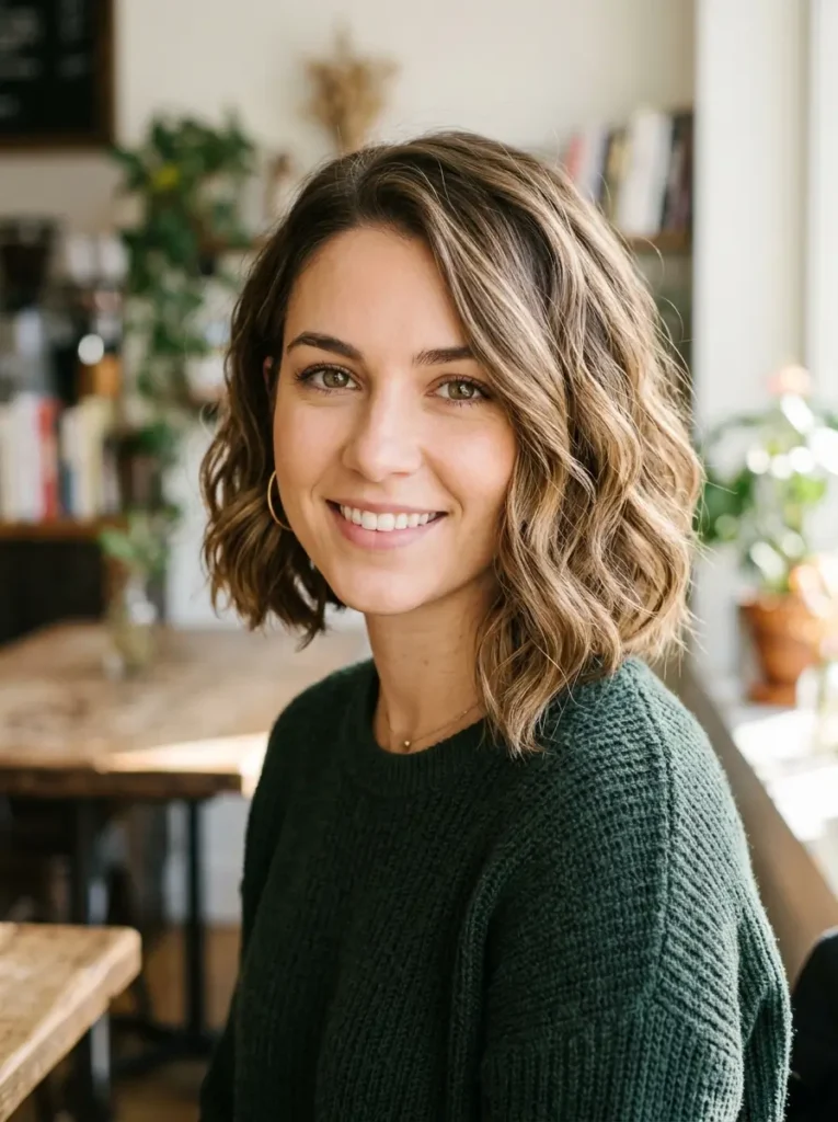 Wavy Shoulder-Grazing Asymmetrical Bob