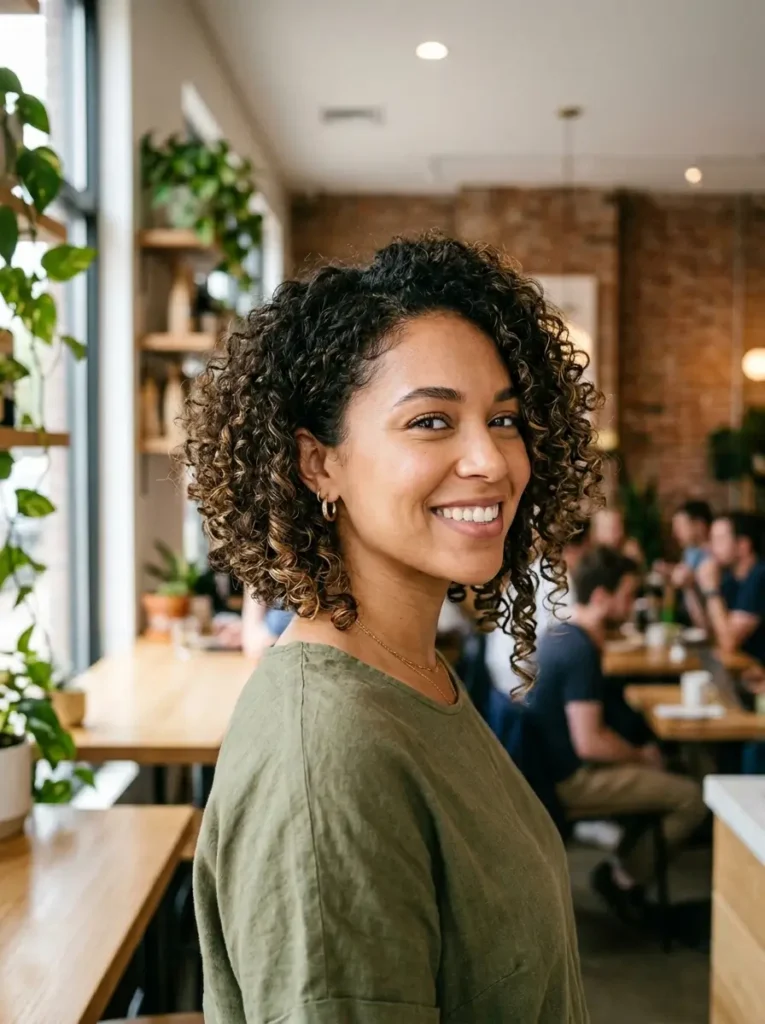 Angled Curly Bob