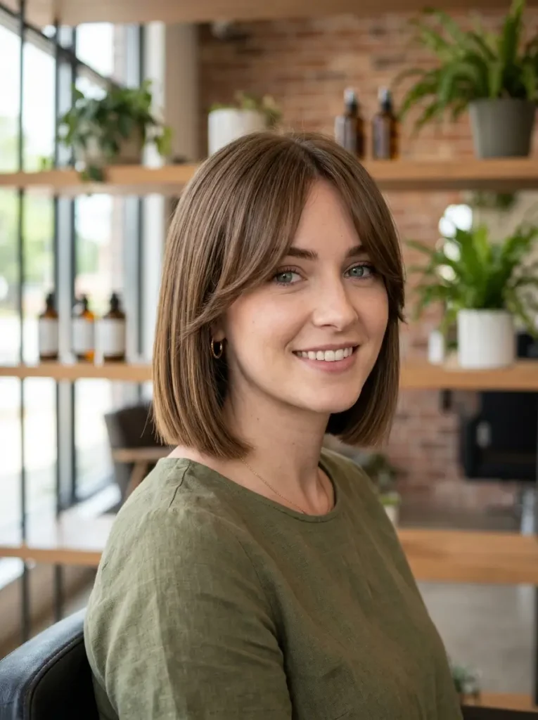 Blunt Bob with Curtain Bangs