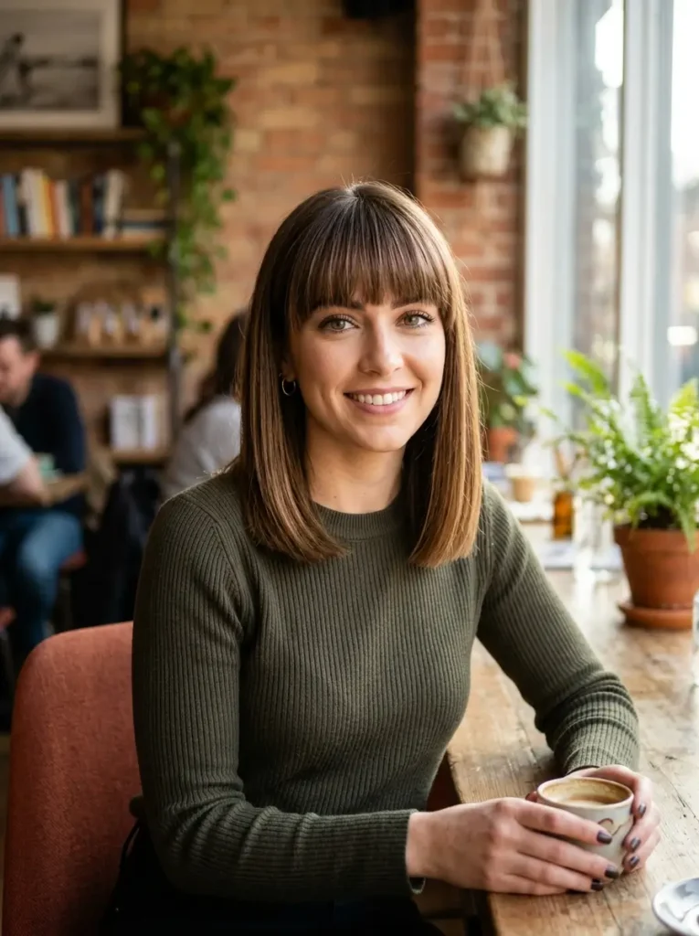 Blunt Lob With Full Bangs