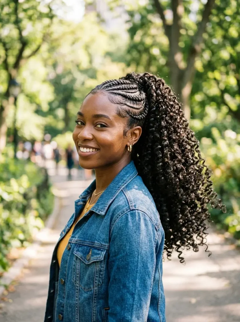 Braided Curly Ponytail