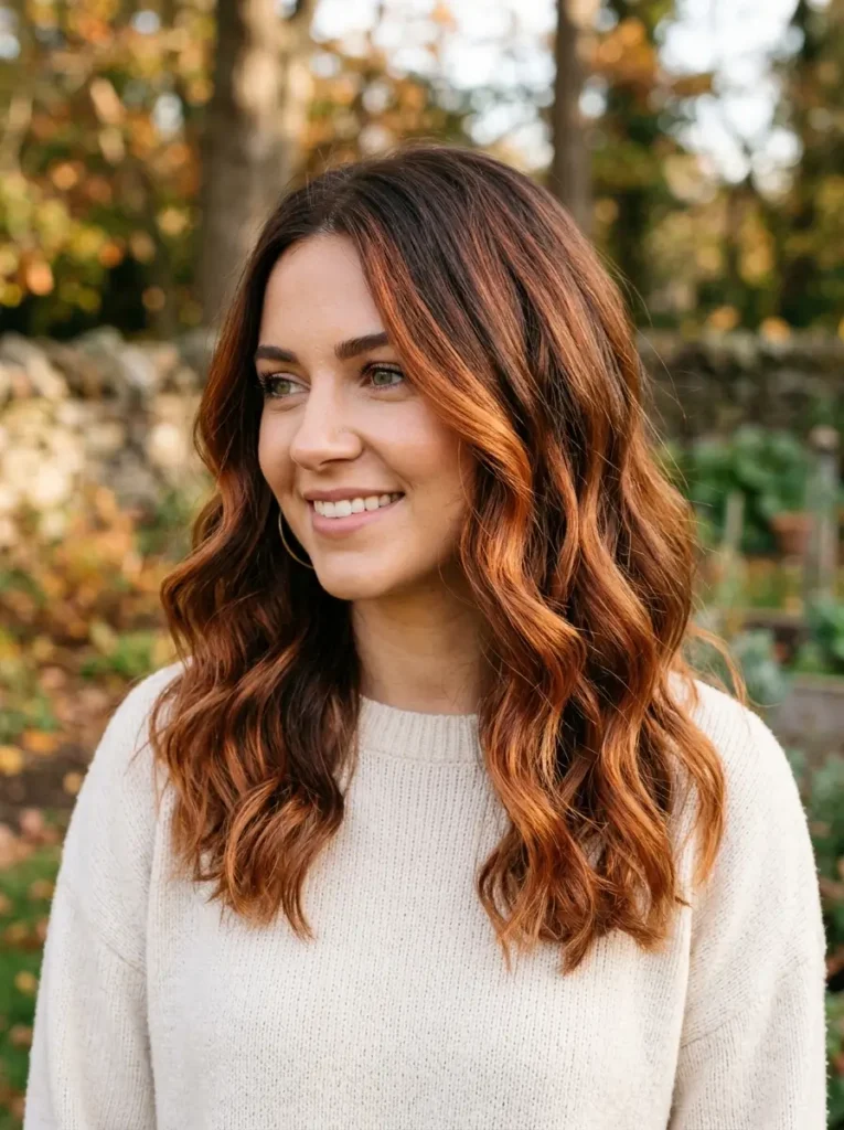 Copper Balayage for Brown Hair
