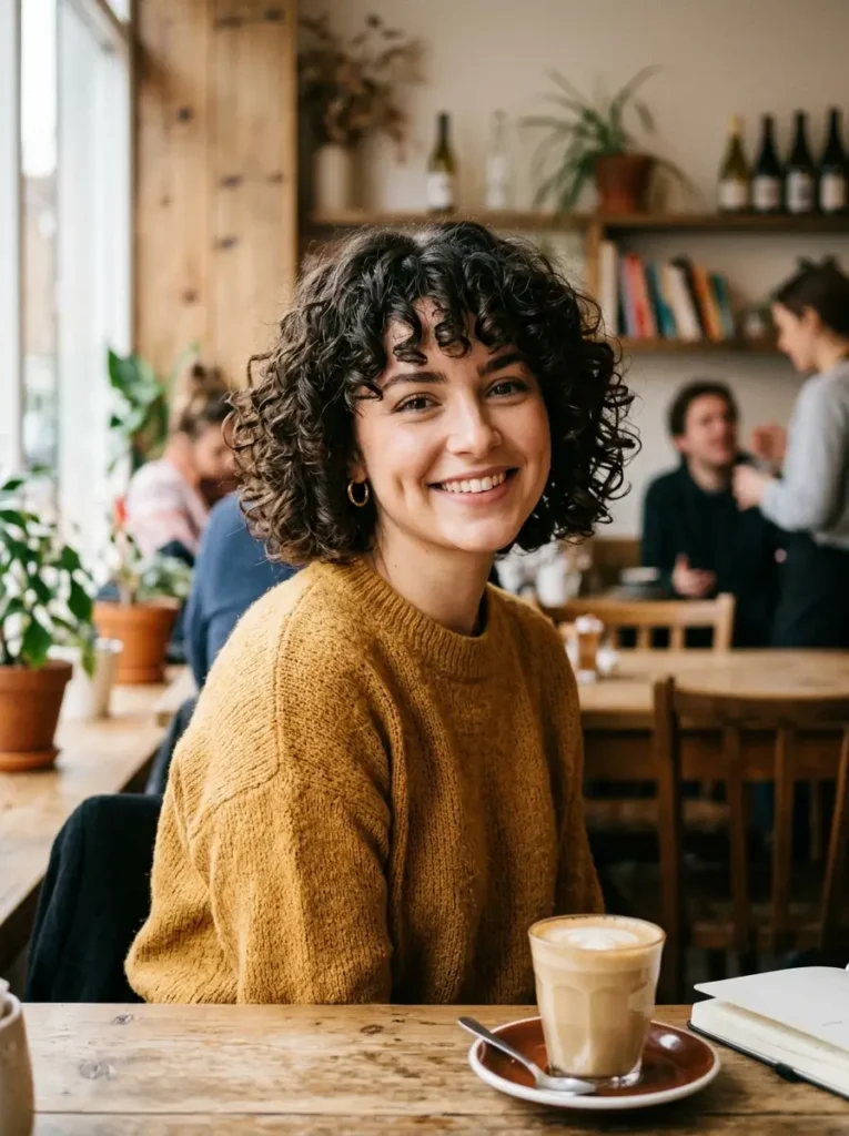 Curly Bob with Bangs
