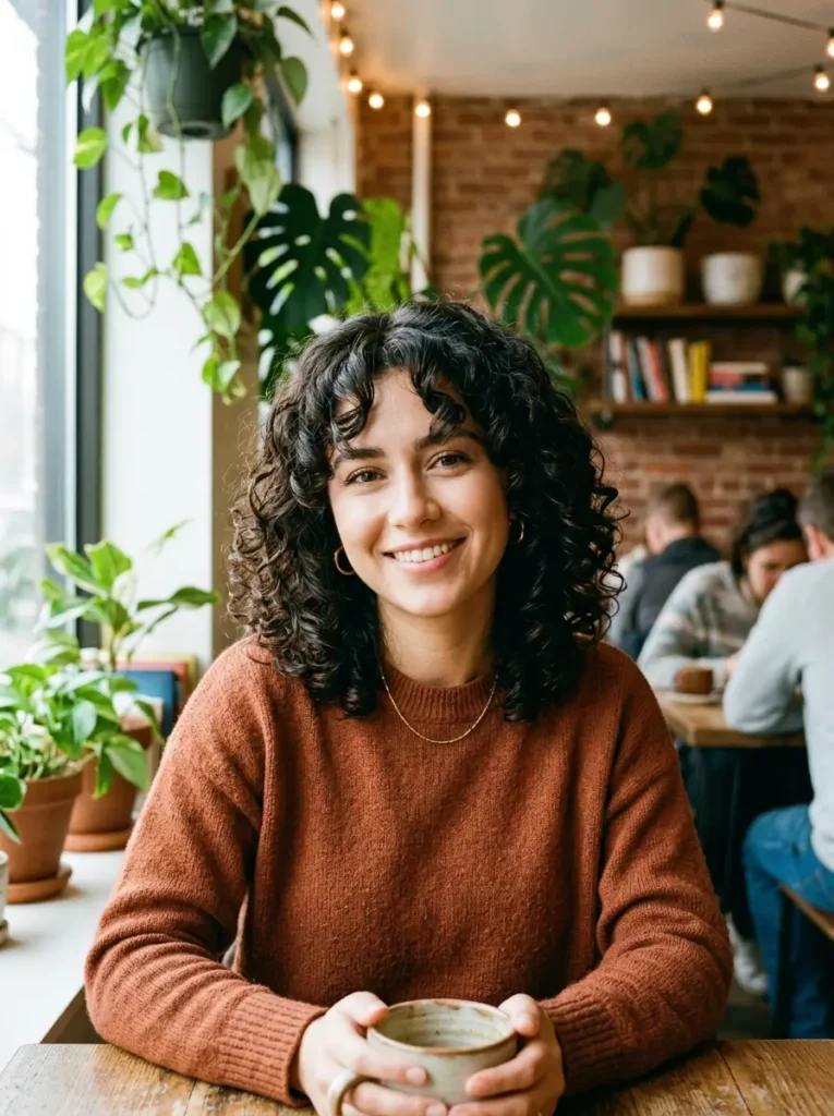 Curly Bob with Bangs