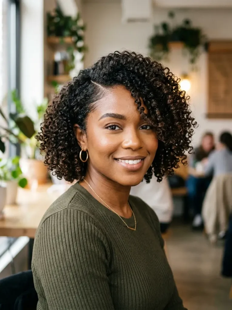Side-Part Curly Bob
