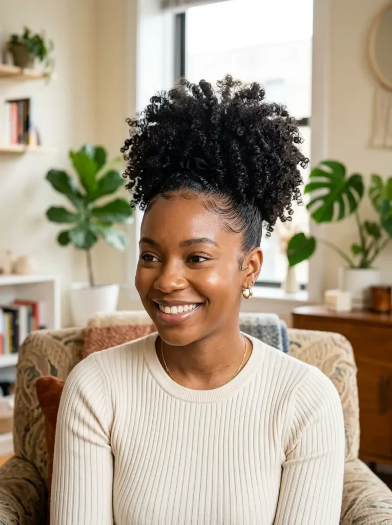 Curly High Puff Ponytail