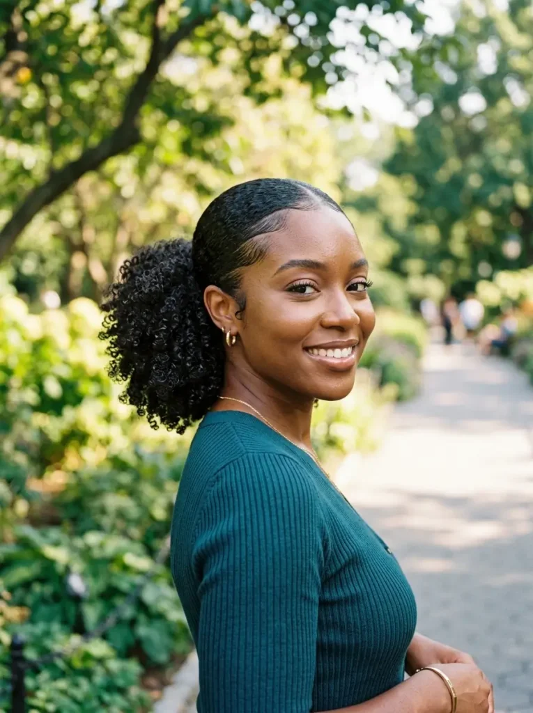 Curly Low Puff Ponytail