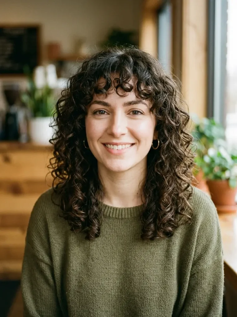 Curly Medium Hair With Bangs