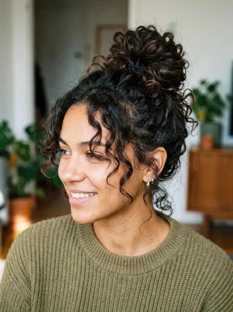 Curly Messy Bun