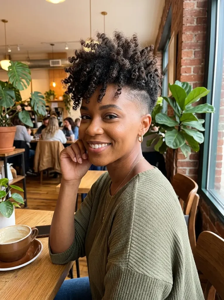 Curly Pixie With Shaved Sides