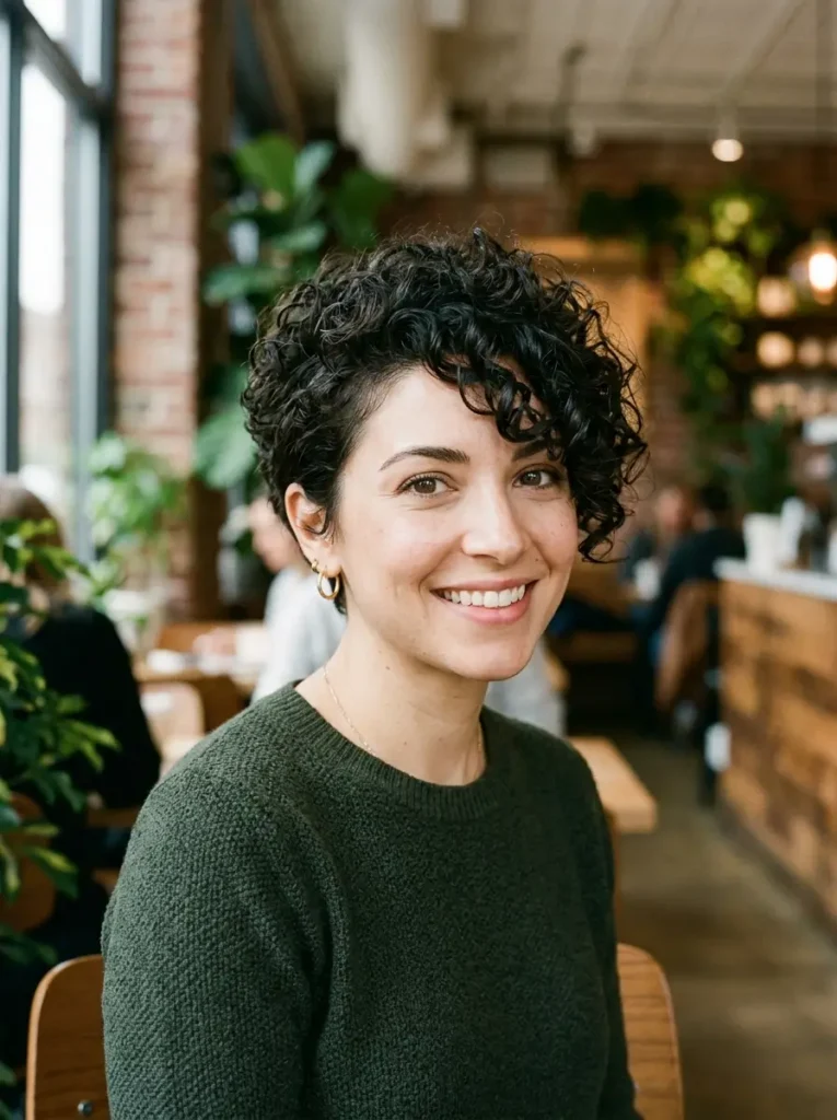 Curly Pixie With Side Bangs