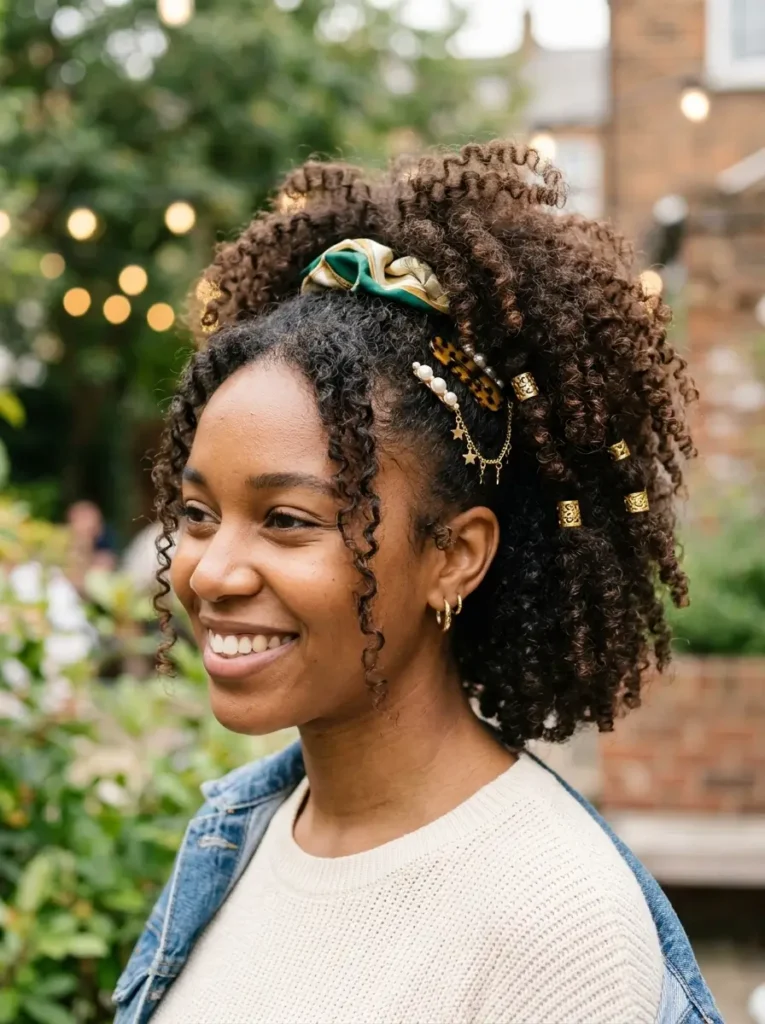 Curly Ponytail with Accessories