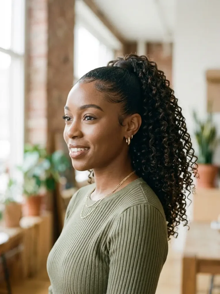 Curly Ponytail with Weave