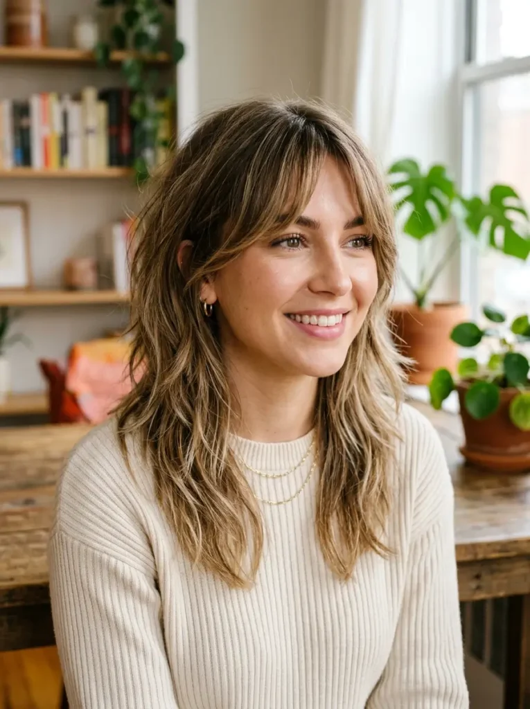 Curtain Bangs with Choppy Layers