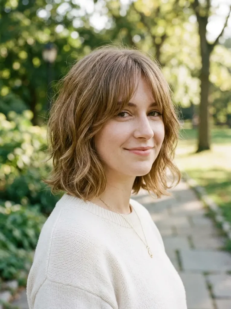 Curtain Bangs with Layered Bob