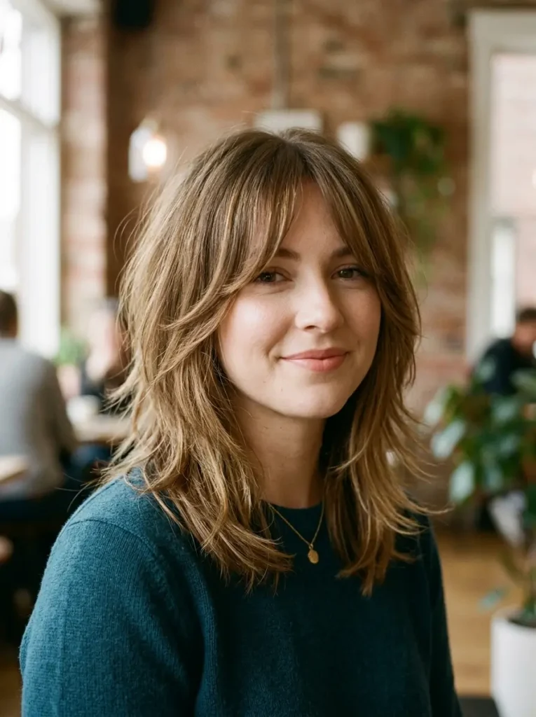 Curtain Bangs with Layered Lob