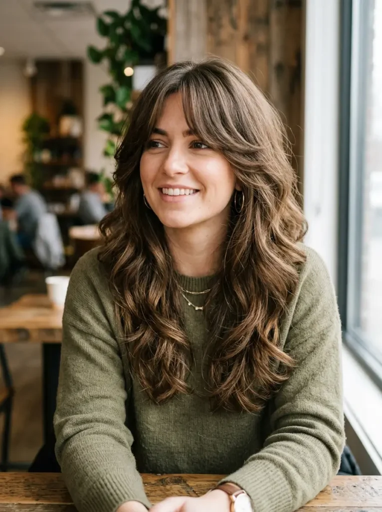 Curtain Bangs with Layers for Thick Hair