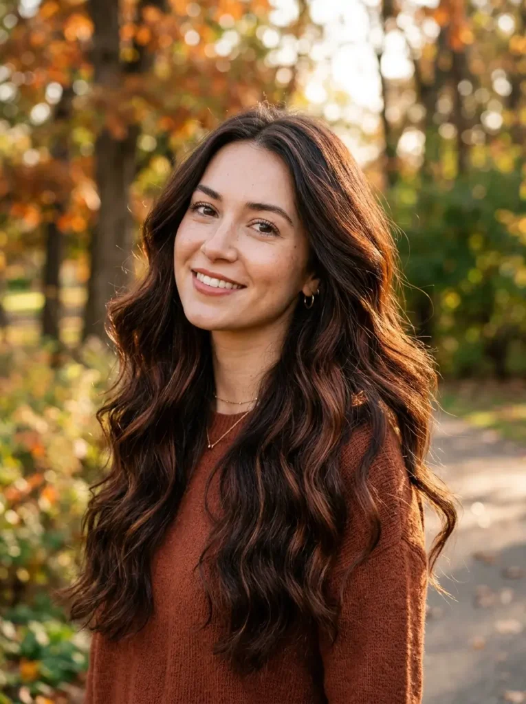 Dark Brown Hair with Auburn Tint