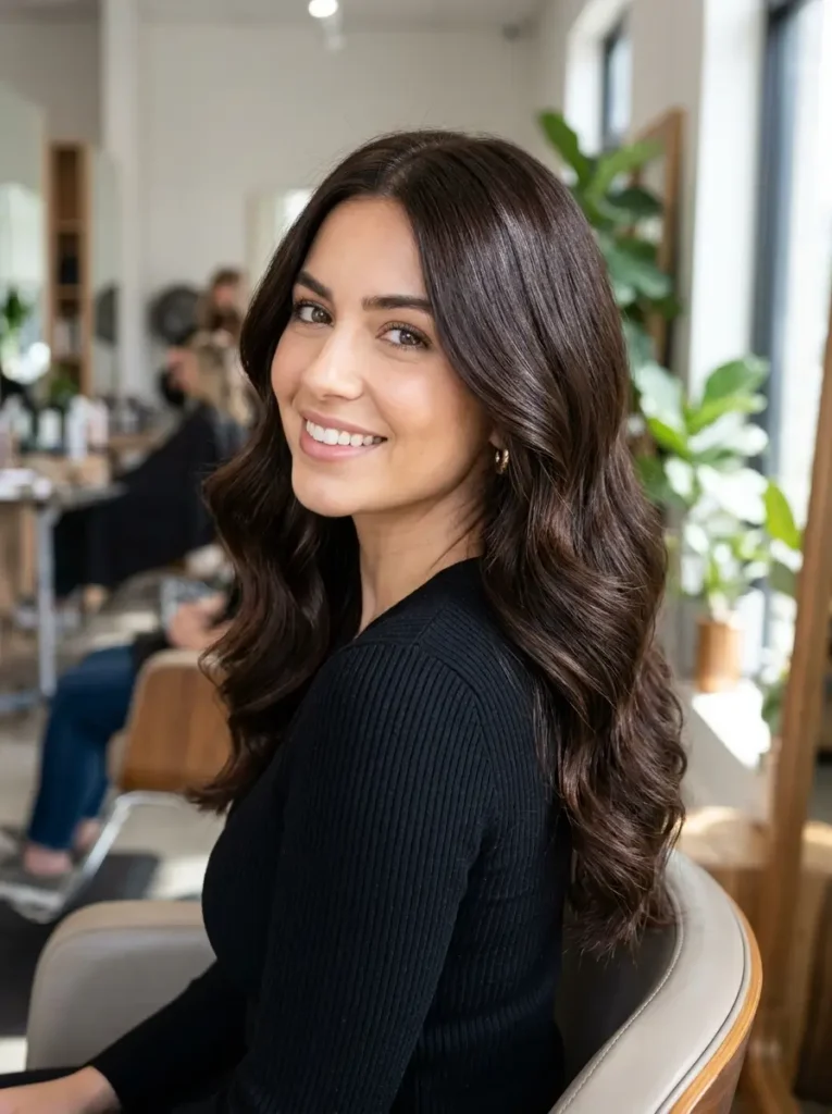 Dark Brown Hair with Gloss Treatment