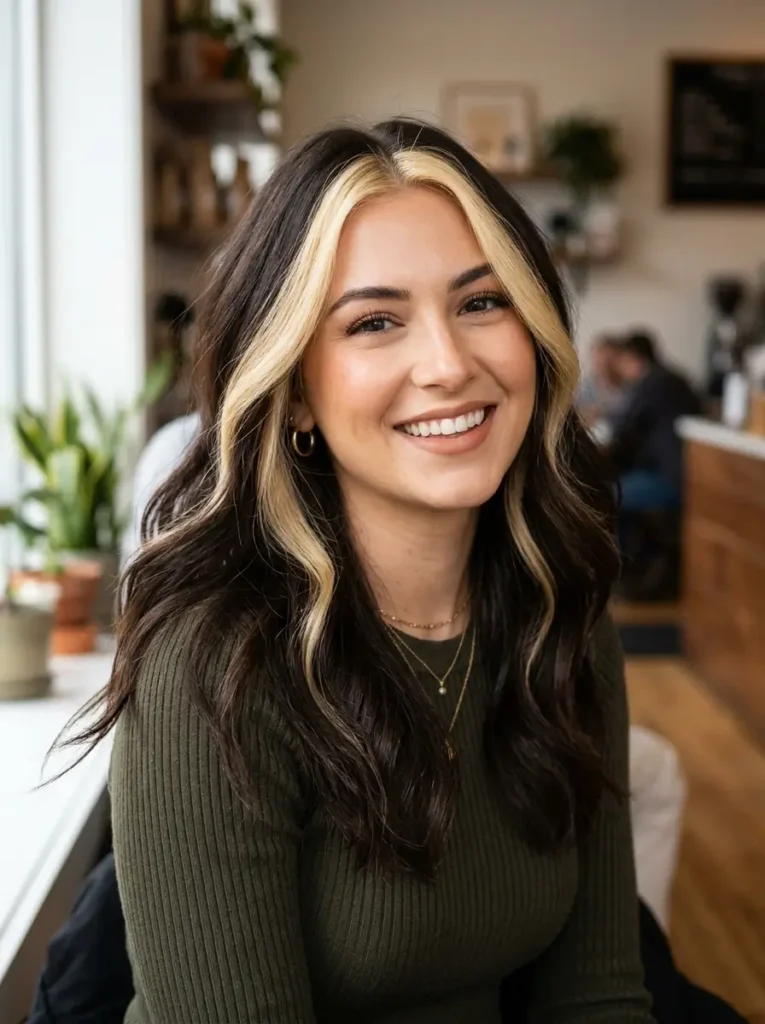Dark Brown Hair with Money Piece