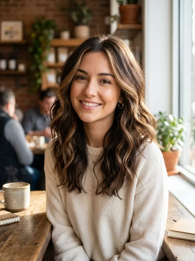 Face-Framing Balayage for Brown Hair