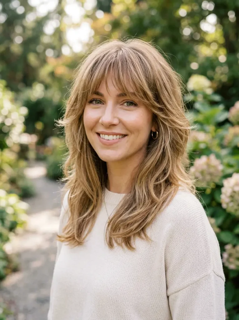 Feathered Medium Cut With Bangs