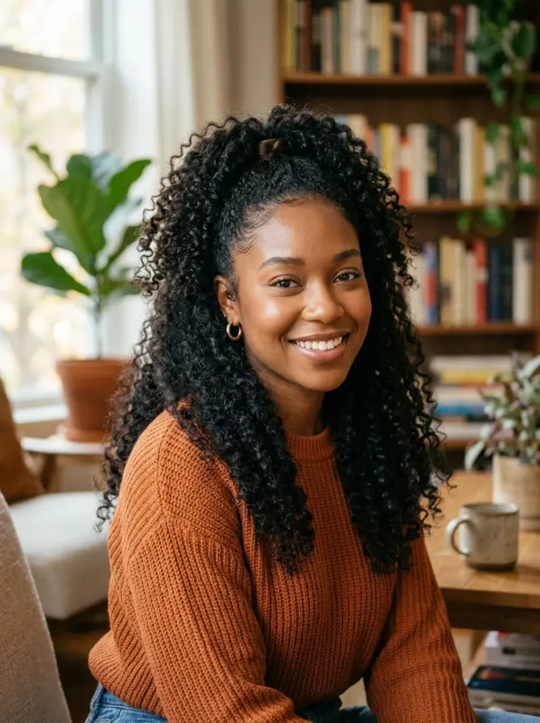 Half-Up Curly Ponytail