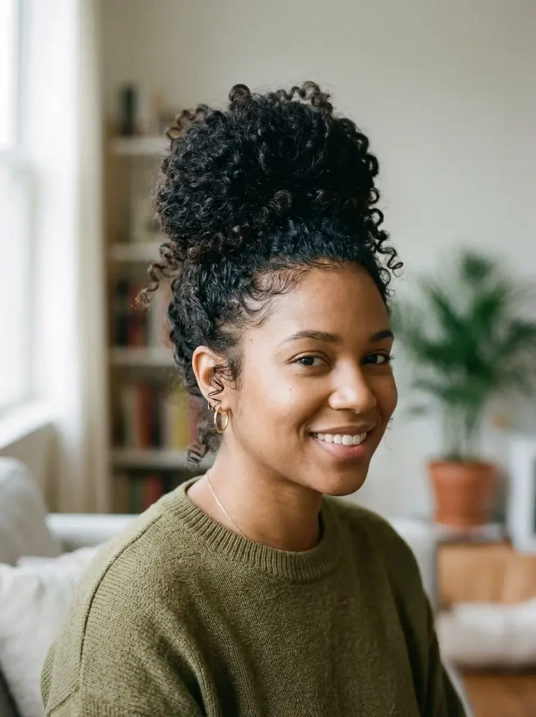 High Curly Bun