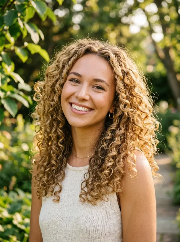 Honey Blonde Curly Hair