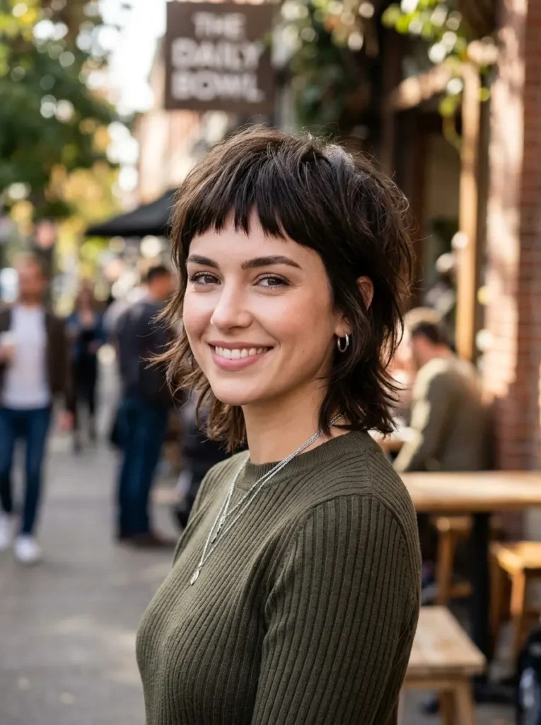 Layered Crop with Baby Bangs