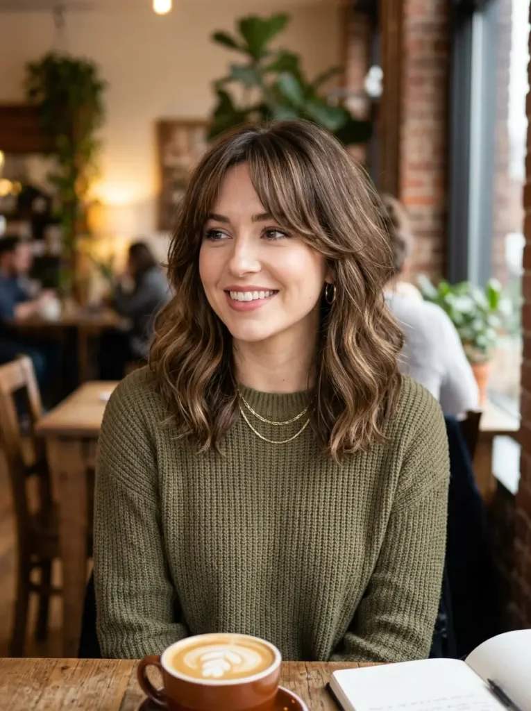Layered Lob With Curtain Bangs