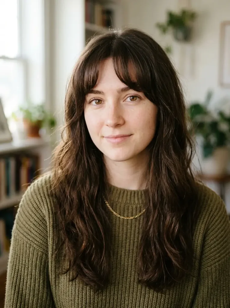 Long Hair with Arched Bangs